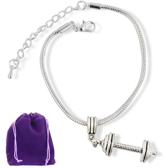 Dumbbell Bracelet Jewelry Jewlry Barbell Fitness Charm Accessories Stuff Gift for Men Women Decor Strength Weight Lifting Bodybuilding Gym Wear Dumbbell Gifts Large Straight Dumbbell