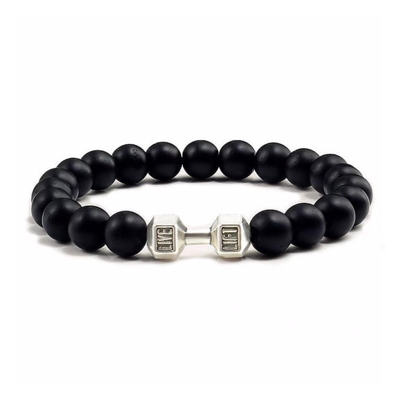 Dumbbell Bracelets,Volcanic Rock Anxiety Bead Gym Bros Bracelet,Fitness Yoga Barbell Bracelet,Natural Stone Dumbbell Beads Bracelets Set Gym Bracelet Fitness Barbell Jewelry Gifts or Gym Lovers I3E4