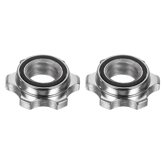 Dumbbell Collars, Barbell Spin Lock Hex Nuts Anti Slip Weight Clip 1" & 2 Pack & Steel & Silver - Fitting for (1" Standard Barbell - Dumbbell - Weight Lifting)