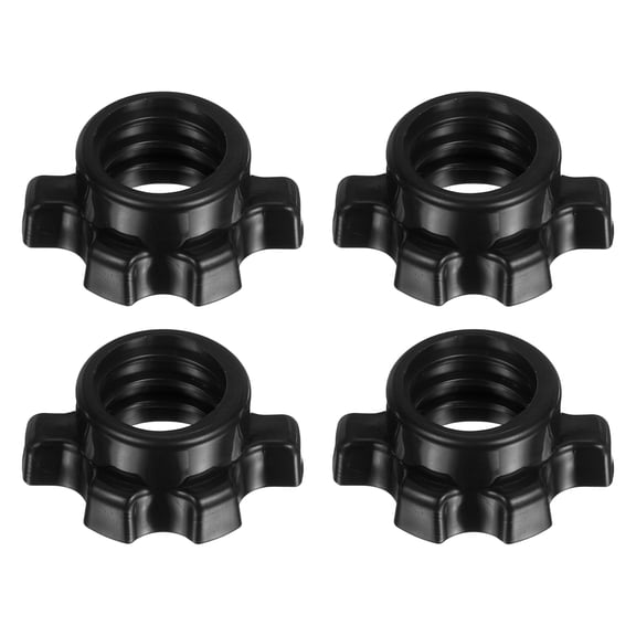 Dumbbell Collars, Barbell Spin Lock Hex Nuts Anti Slip Weight Clip 1" & 4 Pack & Plastic & Black - Fitting for (1" Standard Barbell - Dumbbell - Weight Lifting)