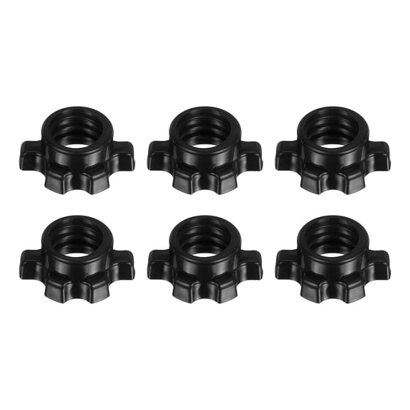 Dumbbell Collars, Barbell Spin Lock Hex Nuts Anti Slip Weight Clip 1" & 6 Pack & Plastic & Black - Fitting for (1" Standard Barbell - Dumbbell - Weight Lifting)