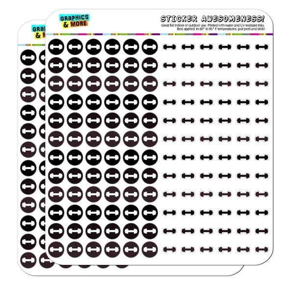 Dumbbell Exercise Weight Lifting Loss Workout Dots Planner Scrapbooking Crafting Stickers - Black Gray - Opaque