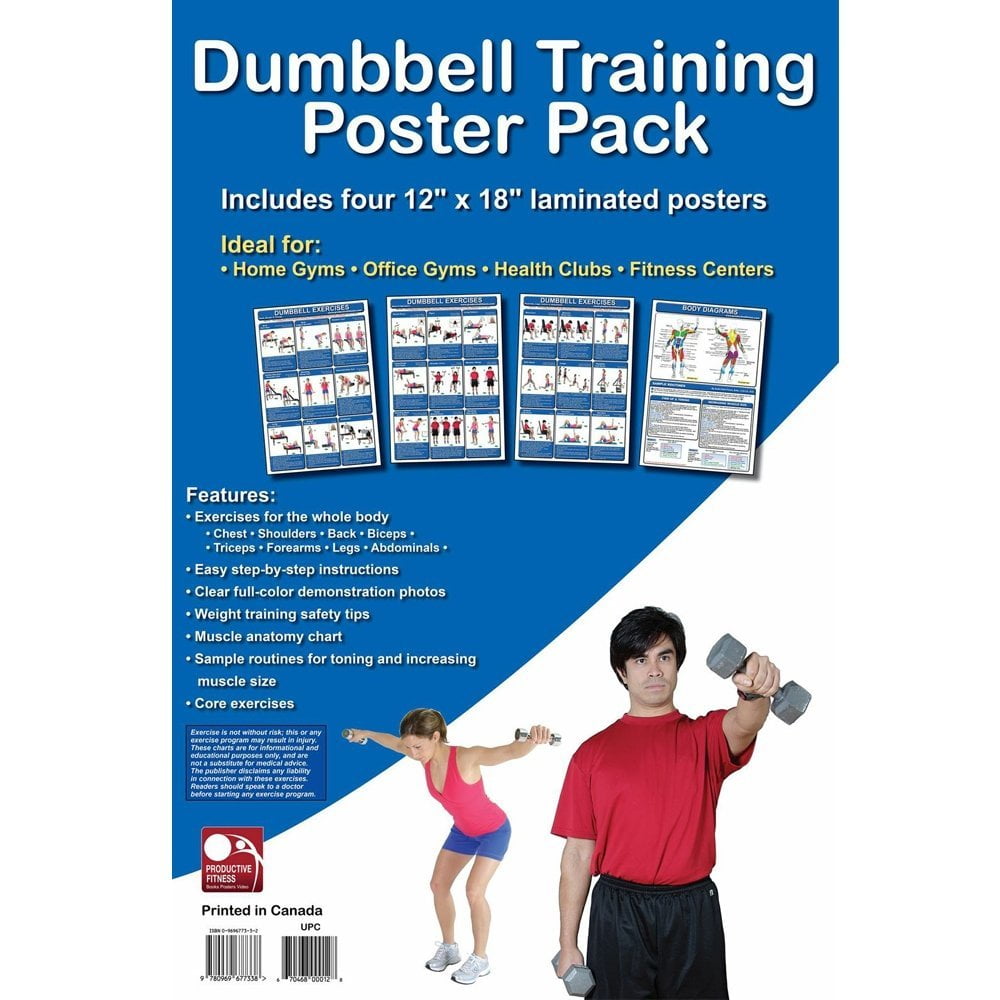 Home Gym Dumbbell Exercise Poster 3-Pack