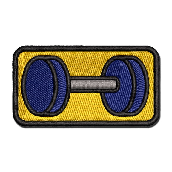 Dumbbell Gym Workout Exercise Applique Multi-Color Embroidered Iron-On Patch - 2.0 Inch Mini