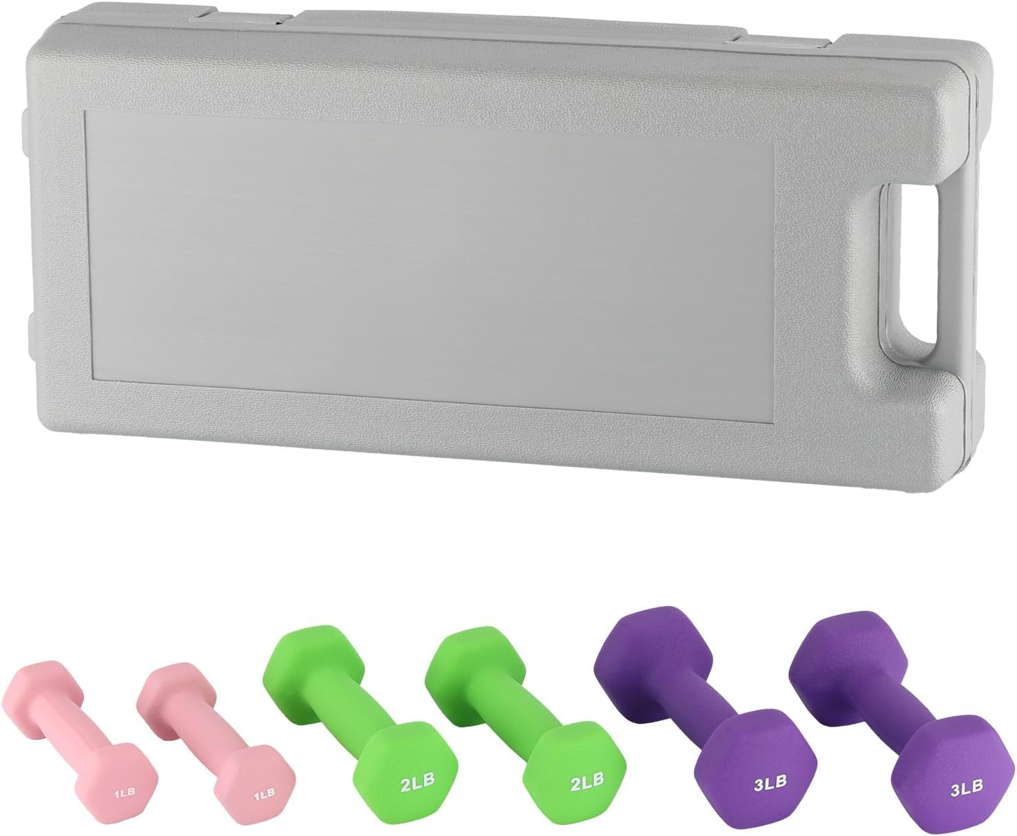 Dumbbell Hand Weights for Home Gym, Hex Neoprene Coated Dumbbell Sets with Storage Box/Rack