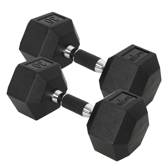 Dumbbell Hex - Rubber Grip - 30lbs - Pair