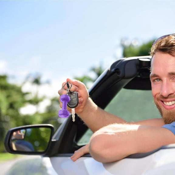 Dumbbell Keychain Kadlawus Under $5 ! Mini Fitness Themed Key Ring Gym Enthusiast Gift Weightlifting Charm Bag Backpack Accessory Sporty Design Durable Silicone Material Portable Decoration