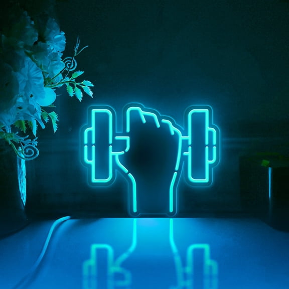 Dumbbell Led Light Box, Dimmable Neon-Like Light Signs USB Power for Wall Decor Bedroom Decoration, RGB Light (WxH) 6"x5"