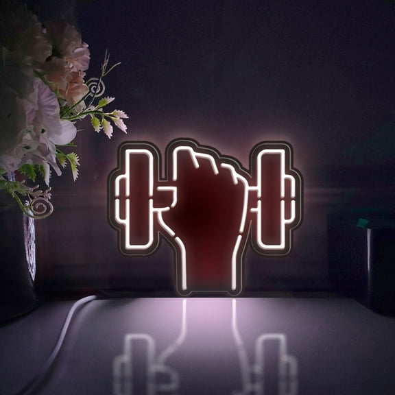 Dumbbell Led Light Box, Dimmable Neon-Like Light Signs USB Power for Wall Decor Bedroom Decoration, Static Light (WxH) 6"x5"
