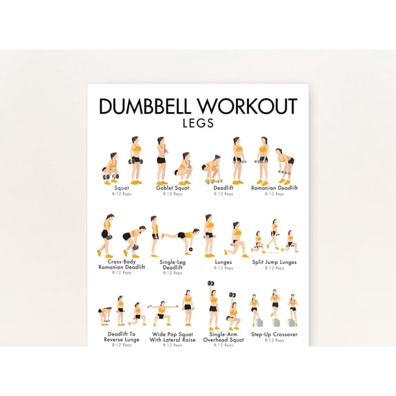 Dumbbell Leg Exercise Poster, Leg DB Exercise Poster