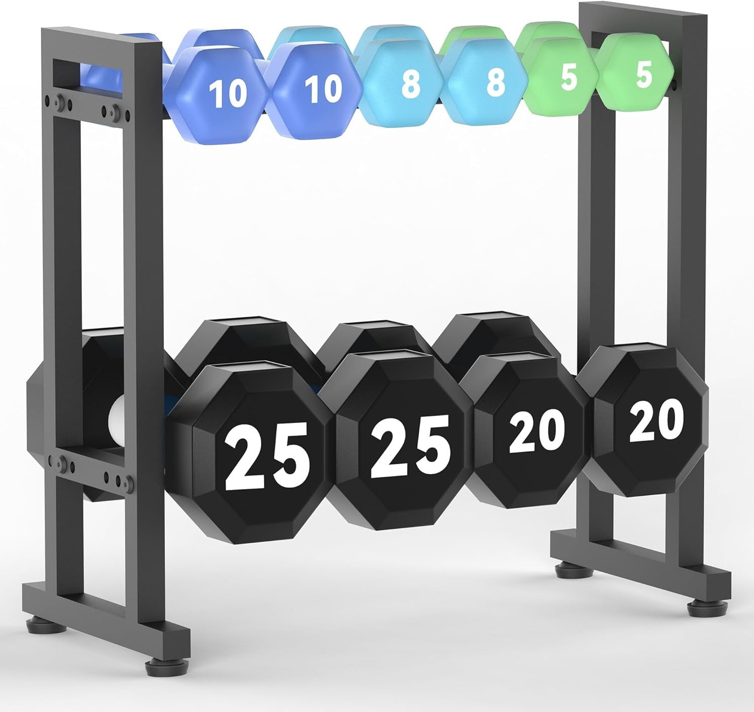 Dumbbell Rack 2-Tier 18 IN Length Adjustable Weight Rack for  Gym Dumbbells Kettlebell, Small Dumbbell Rack 250 LB Capacity, Dumbbell Rack Stand Only