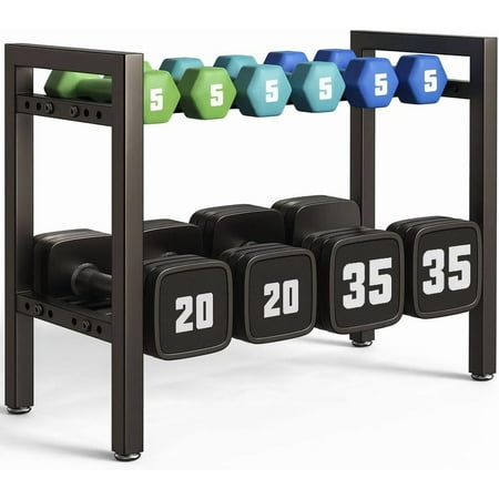 Dumbbell Rack 2-Tier 20 IN Length Adjustable Weight Rack For Home Gym Dumbbells Kettlebell (Rack Only)