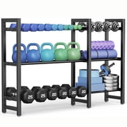 Dumbbell Rack,Blacksmith 50inch Extra Large 3 Tier Adjustable Weight Rack for Dumbbell,330 lb Total Capacity,Black