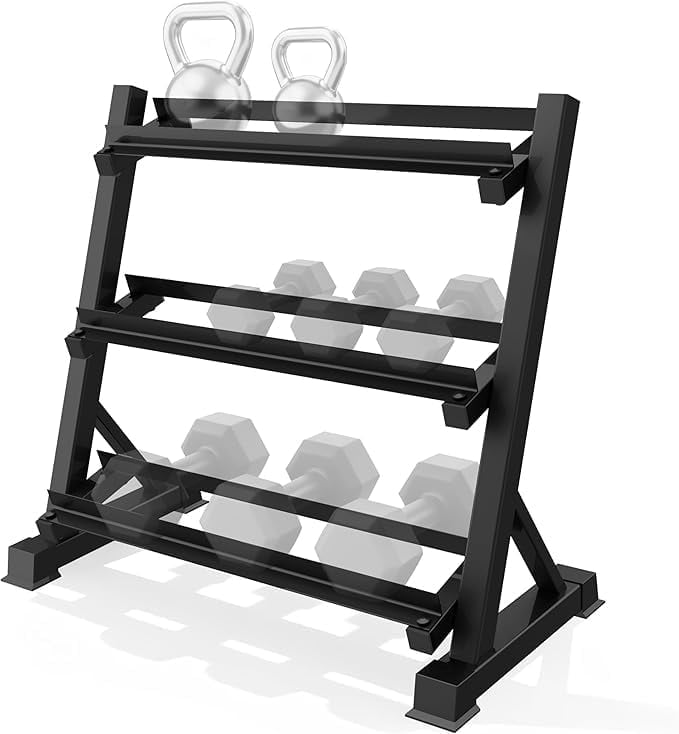 3-Tier Heavy Duty Dumbbell Rack, 1000 LB Capacity Weight Rack Organizer, Commercial Grade Space Saving Storage Stand for Adjustable Dumbbells, Home Garage & Commercial Gym Equipment