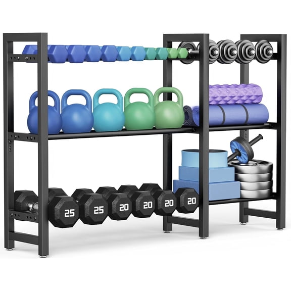 Dumbbell Rack 3-Tier Weight Stand Dumbbell Storage 50In Length For Home Gym Adjustable Spacing