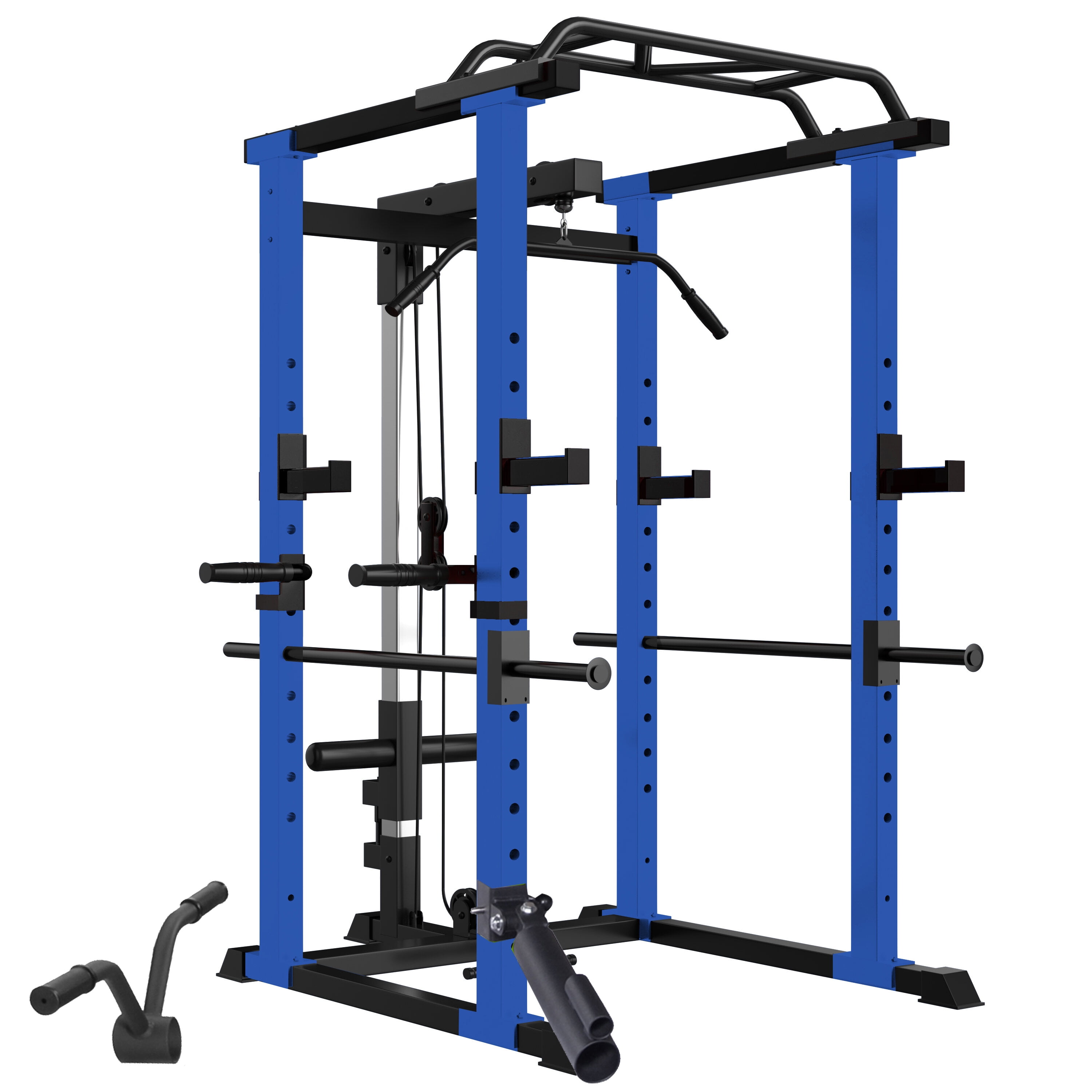 Dumbbell Rack, Multi-functional Power Cage,Home Adjustable Pullup Squat Rack 1000Lbs Capacity Comprehensive Fitness Barbell Rack, Black+Blue Weight Rack,Steel Weight Storage Rack