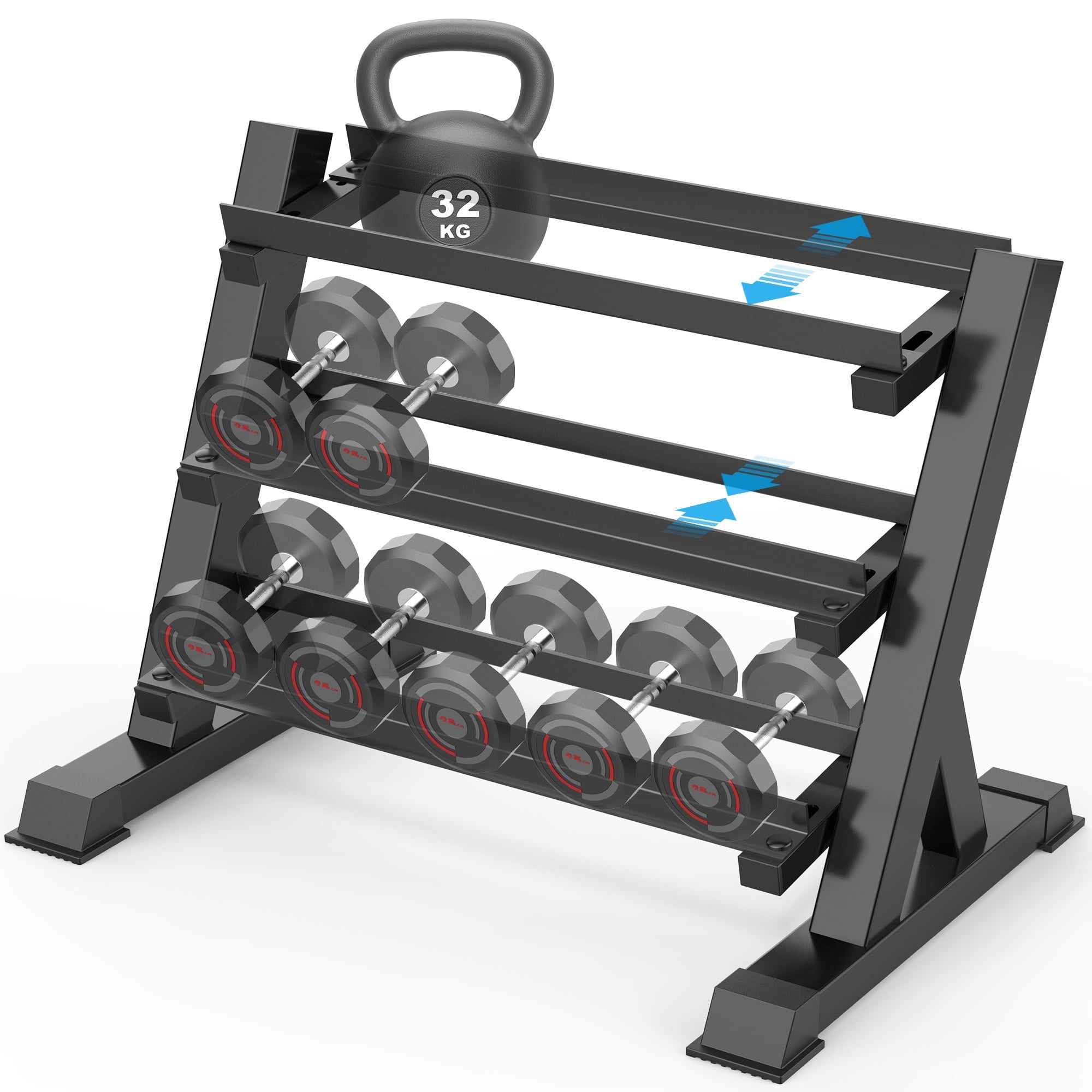 Walmart discount codes: Neche 3-Tier Heavy-Duty Dumbbell Stand, Adjustable Storage Rack, 1100lb Capacity, Home Gym Organizer
