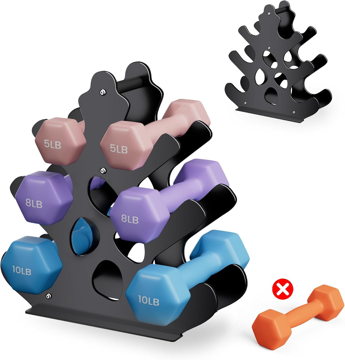 Dumbbell Rack Stand with Anti-Slip Pads for Home Gym, Compact A-Frame Design Weight Rack with Handle, Coral-Inspired & Space-Saving Dumbbell Holder (Dumbbells Not Included)