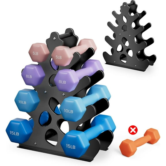 Dumbbell Rack Stand with Anti-Slip Pads for Home Gym, Compact A-Frame Design Weight Rack with Handle, Coral-Inspired & Space-Saving Dumbbell Holder (Dumbbells Not Included)