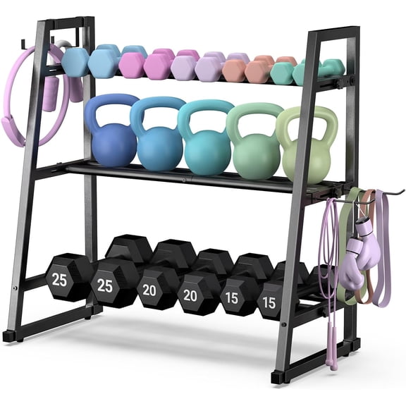 Dumbbell Rack Stand Only, Adjustable Weight Rack for Home Gym, Capacity Weight Storage Stand, Kettlebell & Dumbbell Organizer, Space-Saving Fitness Equipment Rack