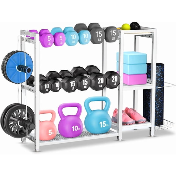 Dumbbell Rack Stand Only - Adjustable Weight Rack for Home Gym, Heavy-Duty Weight Stand for Dumbbells Kettlebells