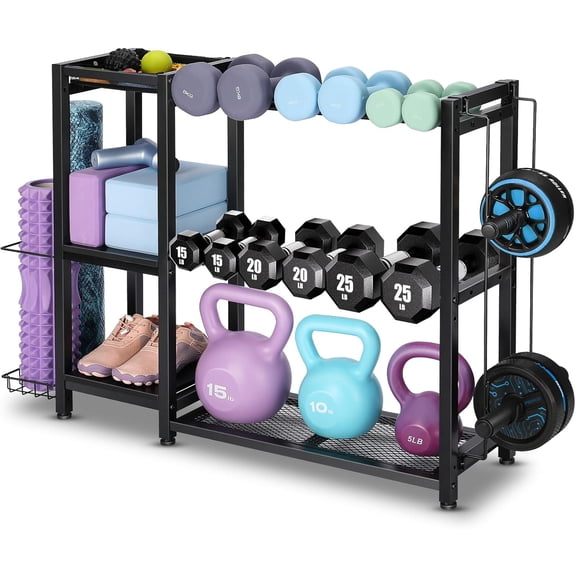 Dumbbell Rack Stand Only - Adjustable Weight Rack for Home Gym, Heavy-Duty Weight Stand for Dumbbells Kettlebells