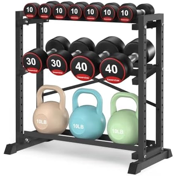 Dumbbell Rack Stand Only, Weight Rack for Home Gym, 3-Tier Adjustable Dumbell Rack, Heavy-Duty Weight Stand for Dumbbells Kettlebells & Weight Plates(Rack Only)$$Sport & Recreation Other