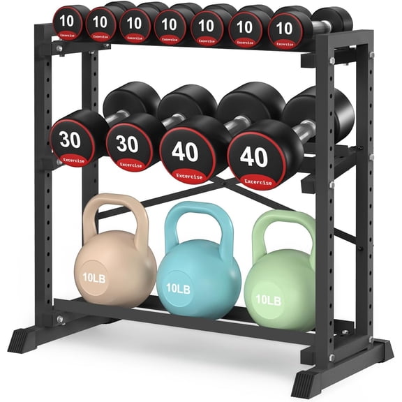 Dumbbell Rack Stand Only, Weight Rack for Home Gym, 3-Tier Adjustable Dumbell Rack, Heavy-Duty Weight Stand for Dumbbells Kettlebells & Weight Plates(Rack Only)