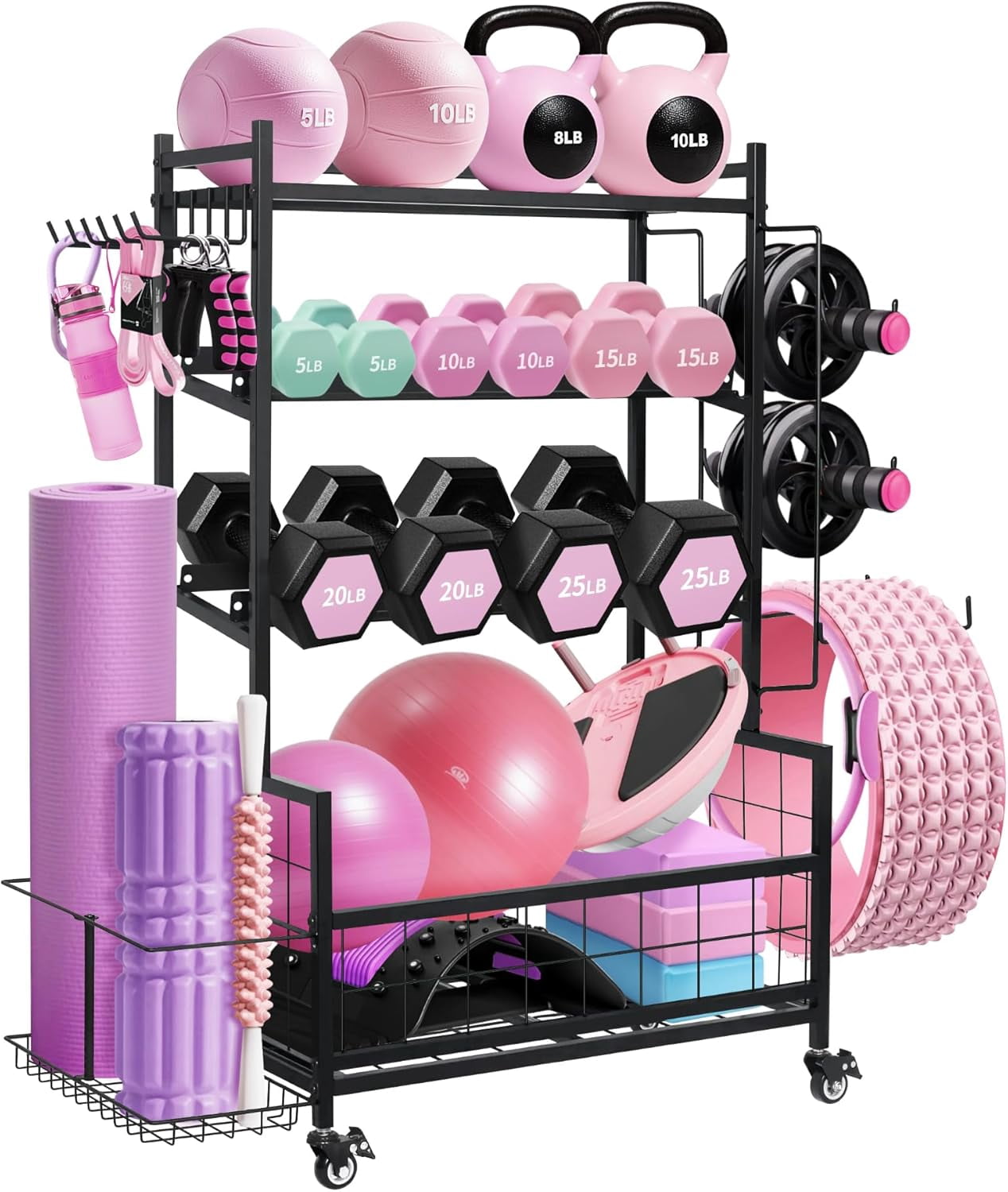 Weight Racks With Wheels Rack, Weight Rack for Home Gym Dumbbells, Adjustable Barbell Rack for ...