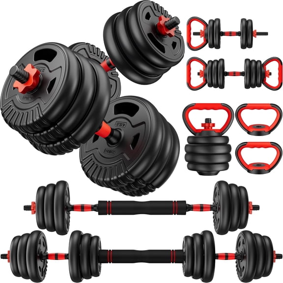 Dumbbell Set, 22/33/45/70/90lbs Free Weight Set with Connector, 5-in-1 Dumbbell Set for Barbells, Kettlebells, Push up Stand, Weight Plate, Fitness Exercises for Home Gym Suitable Men/Women