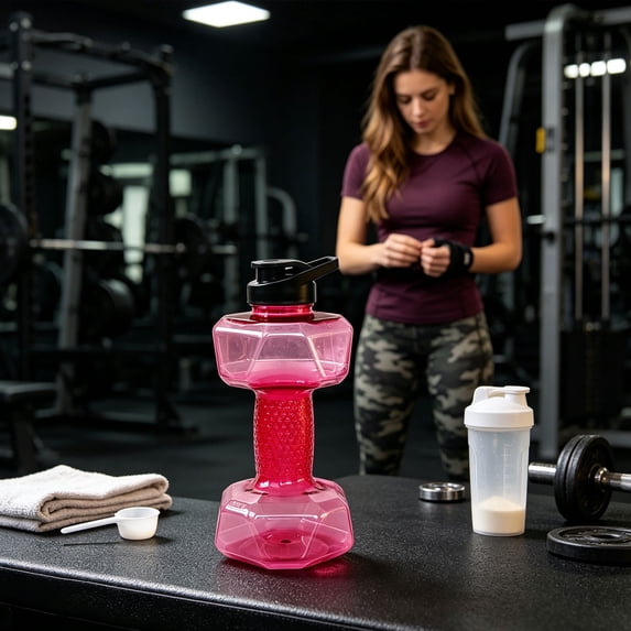 Dumbbell-Shaped Water Bottle 50oz, Large Capacity Sports Drinking Cup for Fitness Training