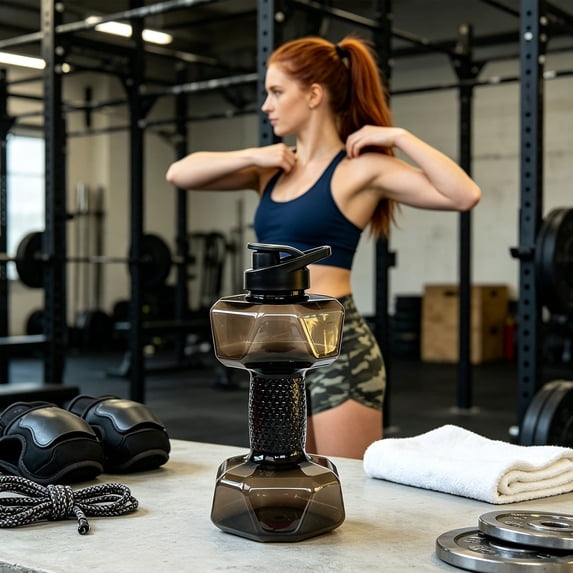 Dumbbell-Shaped Water Bottle 50oz, Large Capacity Sports Drinking Cup for Fitness Training