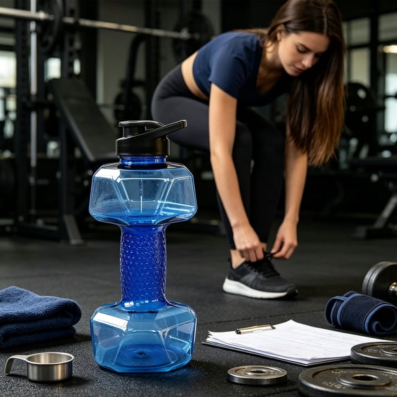 Dumbbell-Shaped Water Bottle 50oz, Large Capacity Sports Drinking Cup for Fitness Training