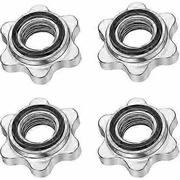 Dumbbell Spinlock Collars 25mm Standard Metal Weight Lifting Bar Clamps Silver 4 Pack