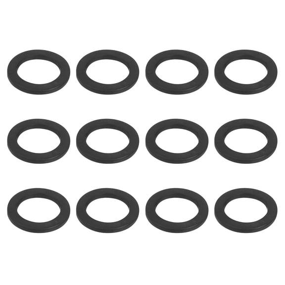 Dumbbell Washer, Rubber Flat Washer Anti Slip High Elasticity Heavy Duty 1" & 12 Pack & Rubber & Black - Fitting for (1" Standard Barbell - Dumbbell Bar)