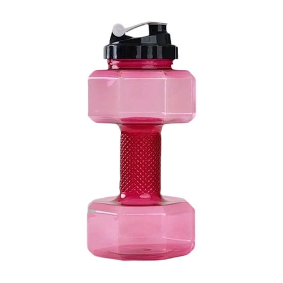 Dumbbell Water Bottle 2.2L – Portable Gym & Fitness Sports Bottle for Workout Hydration, See-Through Design - Red