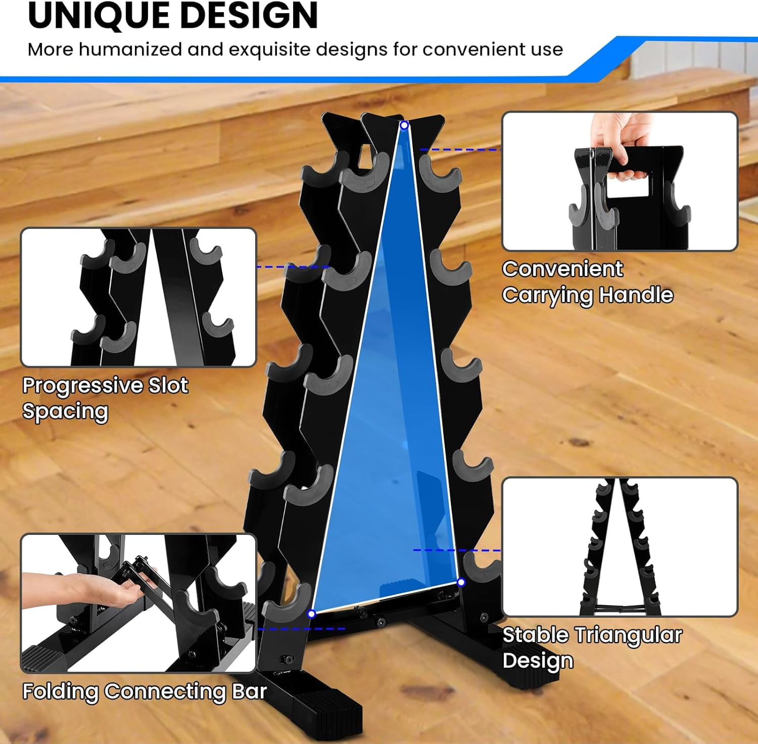 Dumbbell Weight Rack Stand - 260 LBS Weights Capacity, A-Frame Dumbbell ...