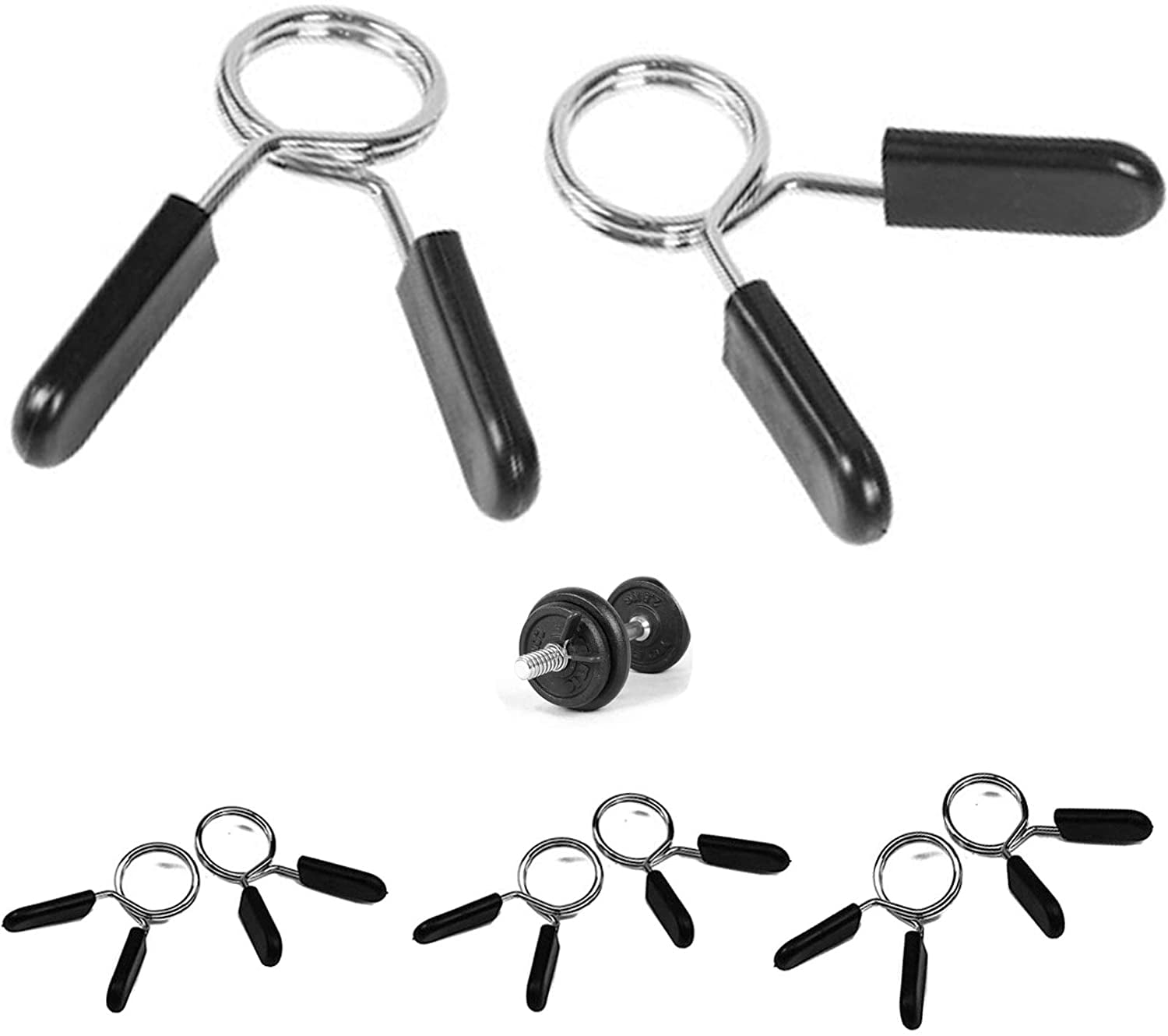 Dumbbell bar spring lock, 8 pieces collar spring lock clamps for