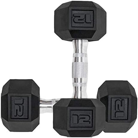 Dumbbells Set of 2 Hex Rubber Encased Dumbbells, Weights Dumbbells Set with Metal Handle for Exercise and Fitness (12 lb, Pair)$$Sport & Recreation Other