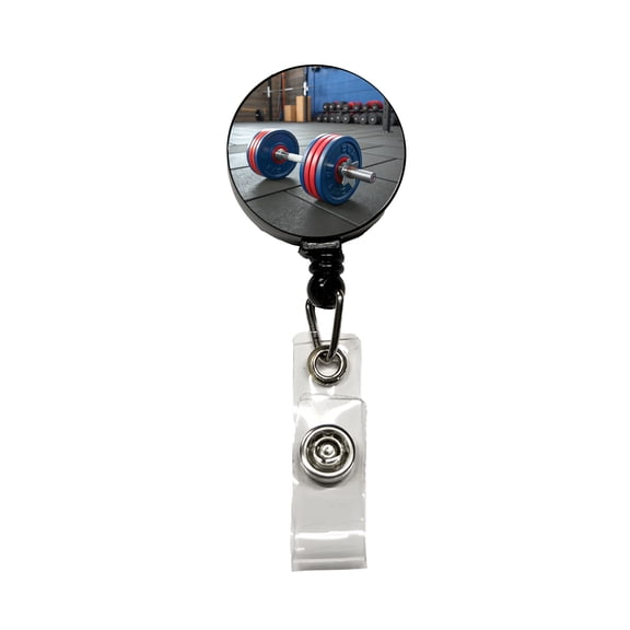 Dumbbells Workout Exercise Gym Retractable Reel ID Badge Key Card Name Tag Holder with Clip