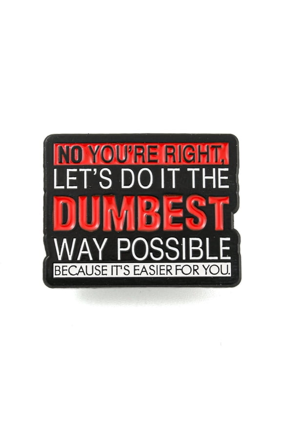 Dumbest Alloy Badges Word Enamel Pins for Suit Shirt Collar Black Black 24.5x31x1.5mm