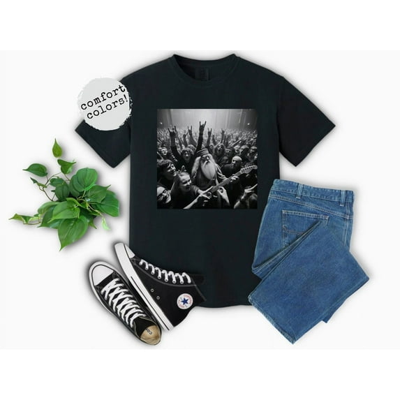 Dumbledore Playing Guitar Comfort Colors T-Shirt Harry Potter Meme Wizarding Fan Shirt Potterhead Christmas Birthday Gift Potter Book Funny 90s Vintage, Pepper Color, Size S