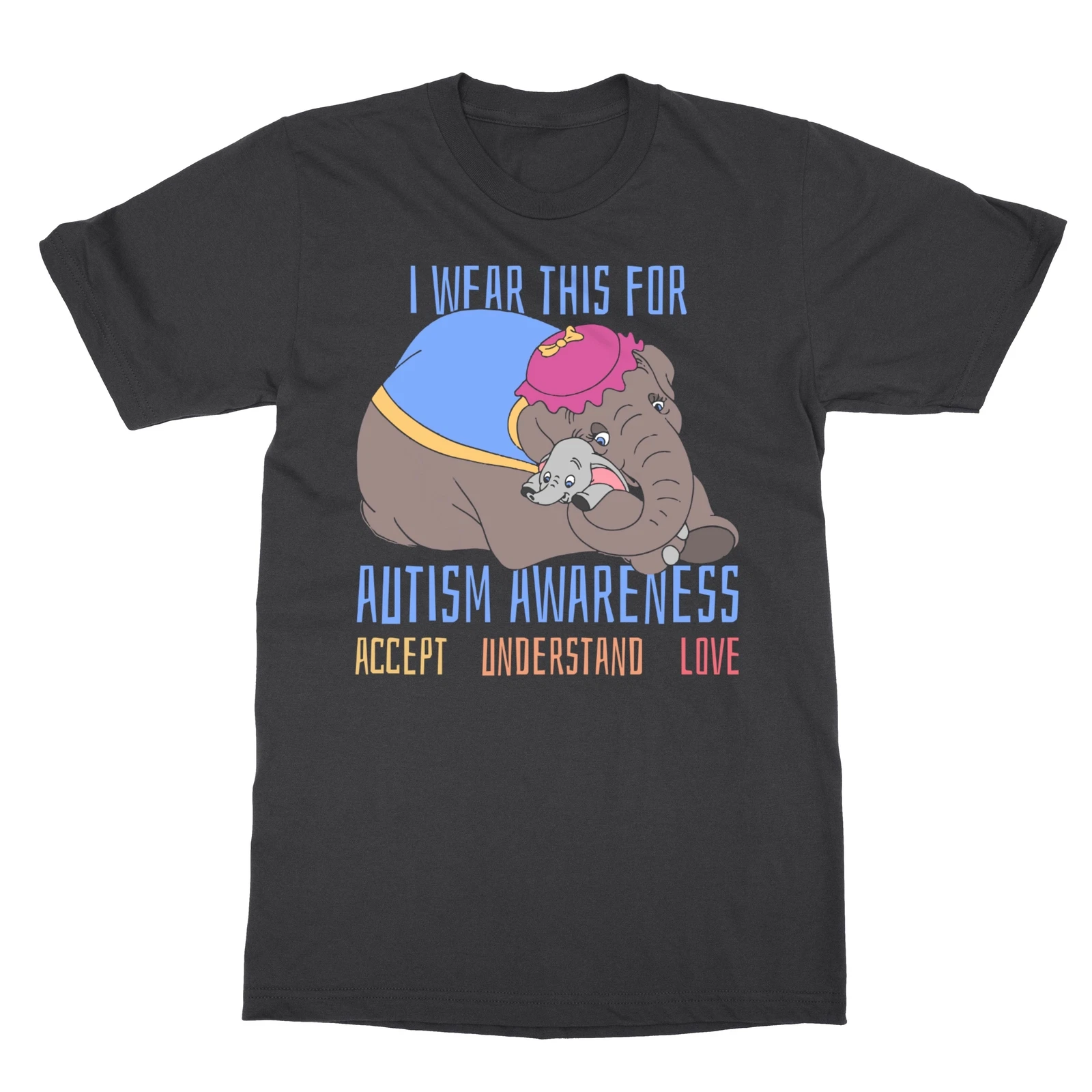 Dumbo Autism I Wear Blue For Autism Awareness Shirt BLACK Unisex S-5XL Hot Trending Shirt