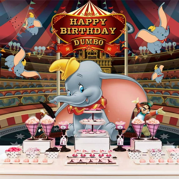 Dumbo Backdrop Banner Party Supplies Poster Movie Theme Background for Photography Kids Birthday Decorations