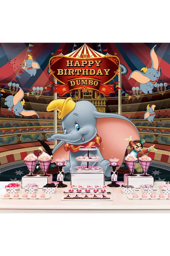 Dumbo Backdrop Banner Party Supplies Poster Movie Theme Background for Photography Kids Birthday Decorations