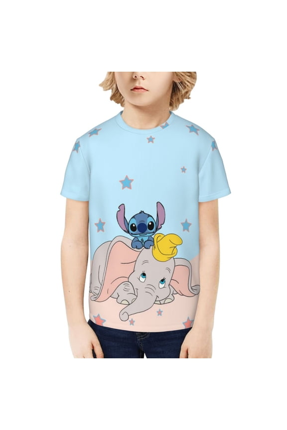 Dumbo Boys Girls Teens T Shirt Graphic Print Casual Short Sleeve Funny Top Tees Shirt for Youth Kids