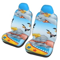 Dumbo Car Seat Covers 2 Pack Cartoon Print Front Seat Covers Interior Accessory Universal Vehicle Seat Protector Fit for Car Auto Truck Van SUV Sedan