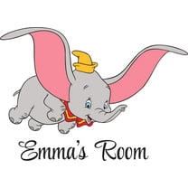 Dumbo Cartoon Flying Elephant Customized Wall Decal - Custom Vinyl Wall Art - Personalized Name - Baby Girls Boys Kids Bedroom Wall Decal Room Decor Wall Stickers Decoration Size (20x40inch)