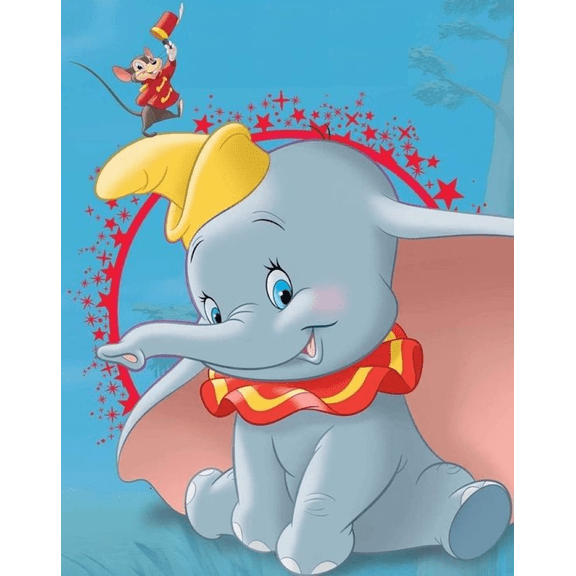 Dumbo Diamond Painting Kits for Adults and KidsFull Drill Round Rhinestone Paint with Diamonds,Cross Stitch Embroidery ArtDiamond Art (12X16 Inch)