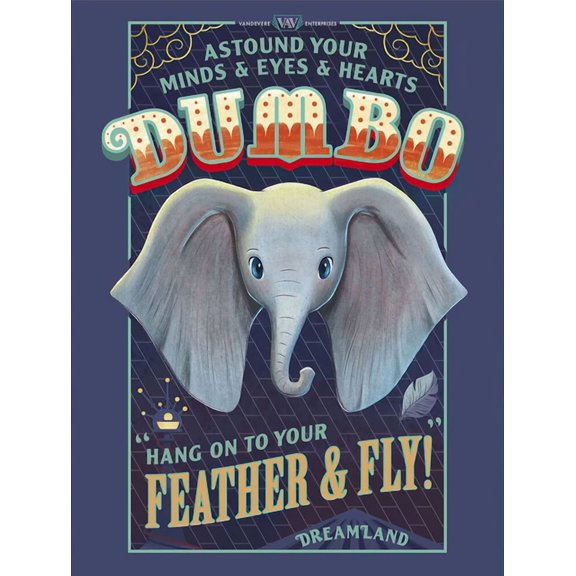 Dumbo - Disney Movie Poster (Hang On To Your Feather & Fly!) UNFRAMED PAPER POSTER, Home Decor